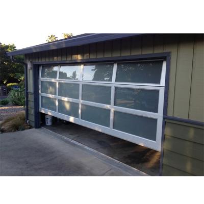 China Modern Commercial Automatic Overhead Garage Aluminum Sliding Clear Glass Door for sale