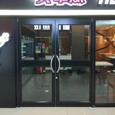 China Sound Insulation KFC Style Restaurant Aluminum Frame Glass Swing Open Modern Double Entrance Doors for sale