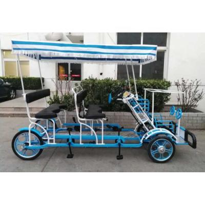 China Ride Factory 4 seater Surrey Bike tandem bicycle for adult/guided cycle 4 person bike for rent for sale