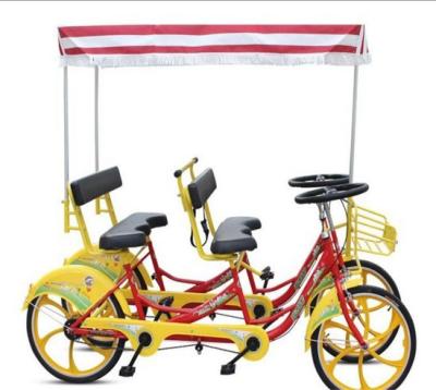 China Hot Selling Surrey Tandem Bike 4 Person Surrey Bike 4 Person Surrey Bike Four Wheeler Double Row Surrey Bike for sale