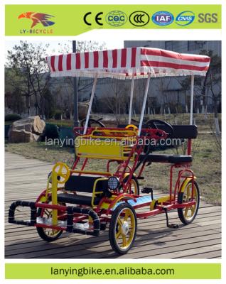 China Ride 4 Person Surrey Bike 4 Wheel Tandem Bicycle / Quad Bike Sightseeing Bike For Sale for sale