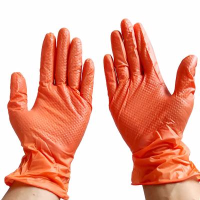 China Wholesale Anti-Slip Disposable Orange Diamond Nitrile Gloves To Promote Testing High Quality Nitrile Gloves for sale