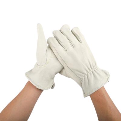 China Women's Grade A Full Hand Safety Cowhide Working Gloves Durable And Comfortable Construction White High Quality Leather for sale