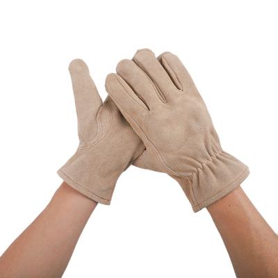 China Yellow Right Angle Cowhide Right Angle Sleeve Grade Soft Leather Work Driver Safety Work Driver Gloves Flexible Durable And Comfortable Full Mud for sale