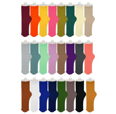 China Autumn spring mid tube sporty female stack velvet candy color solid color thin curling socks for sale