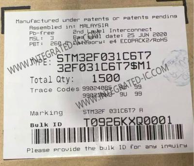 Κίνα STM32F031C6T7 Μικροελεγκτής MCU 32Bit Single Core MCU 48MHz STM32 Mainstream MCU προς πώληση