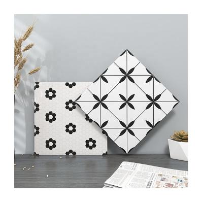 China Rustic Tiles 300X300mm Matte Geometric Ceramic Tiles Nordic Black And White Art Small Porcelain Tiles Non Slip Homestay Wall And Floor Bricks for sale