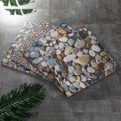 China CLASSIC 400x400mm 3D Balcony Pebbles Look Fine-carved Ceramic Patio Home Decorative All-Porcelain Non Slip Exterior Courtyard Floor Tile for sale