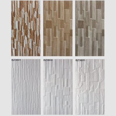 China Europe Villa Courtyard Grain Wall Tiles 300x600mm Exterior Finish Balcony Wood Antique Concave Convex Porcelain Brick Wall Ceramic Wall Tiles for sale