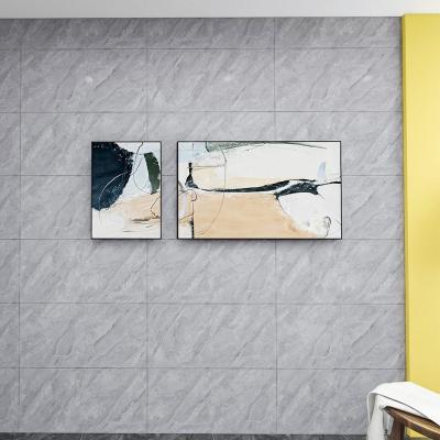 China Europe Full-body 400x800mm Light Glossy Gray Marble Slab Medium Size High Gloss Wall Tiles Porcelain Ceramic Wall Brick For Living Room for sale