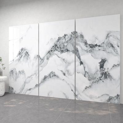 China New Chinese Style 900x1800mm White Shiny Infinite Continuous Marble Stone Slab Patterns Textures Porcelain Slab TV Background Wall Tiles for sale