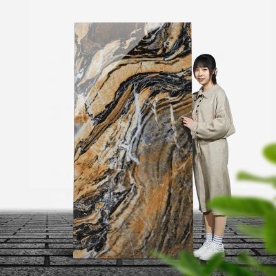 China Luxury Marble Texture Bedroom Floor Tiles Non-Slip Porcelain Slab Realistic Natural Glossy Colored Full Body Ceramic Slab Textures 900x1800mm Large for sale