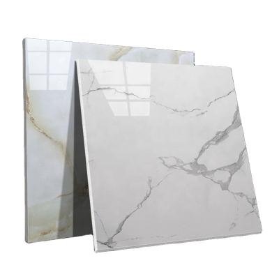 China Europe Factory 600x600mm White Glossy Polished Marble Look Full Glazed Ceramic Flooring Design Non Slip Bedroom Porcelain Floor Tiles for sale