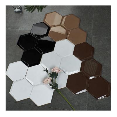 China Simple And Modern 3D Brick Kitchen And Bathroom Restaurant Wall Glossy 150x173x87mm Hexagon Three-Dimensional Slanted Bricks 150x173x87mm for sale