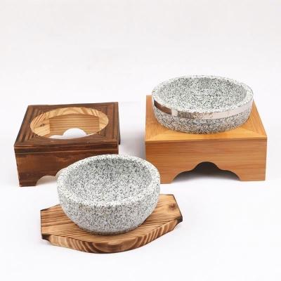 China Sustainable restaurant cooking and serving natual granite stone cookware bowl for bibimbap and rice for sale