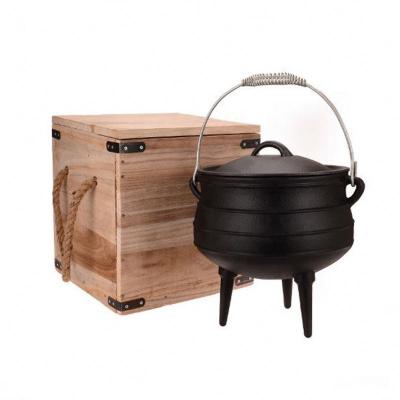 China OEM Viable Custom Logo Factory Camping Cast Iron Cooking Pot Survival Three Legs Cauldron Kettle Outdoor Size 3# for sale