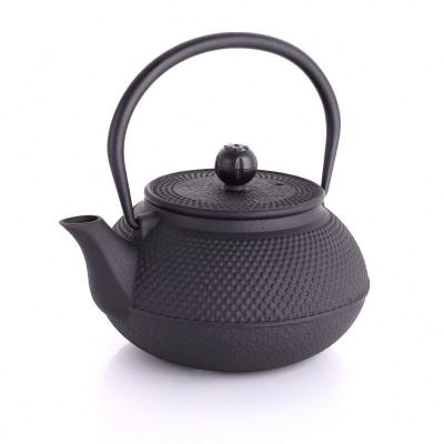 China Viable Classic Chinese Antique Black Teapots Cast Iron Enamel Metal Teapot With SS Basket For Sale for sale