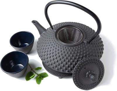 China Viable Tea Gift Set Japanese Style Large Black Nail 4 Pieces Color Cast Iron Custom Kettle Teapot 1.25 Liter for sale