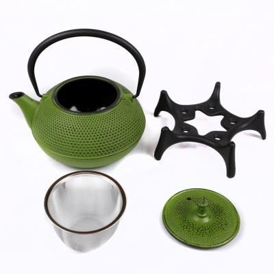 China Viable Hot Sale Hand Crafted Cast Iron Noggin Teapot Inner Porcelain With Fine Mesh Net Filter And Starfish Tripod for sale