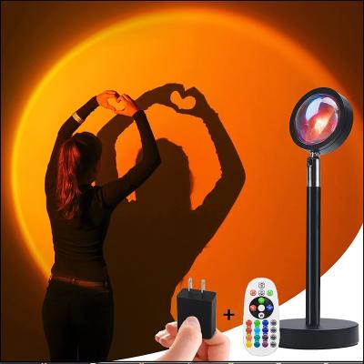 China Adjustable Color Tempurate 16 Colors Sunset Lamp Projector 360 Degree Rotation Color Changing Rainbow Projection LED Romantic Light Visual Light with for sale