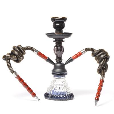 China Smoking Shisha Accessories 2023 glass popular Double tube 2 hose hookah shisha tobacco narguile smoke hookah chicha for sale