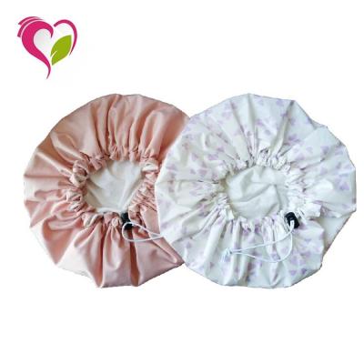 China Sustainable Wholesale Satin Hair Hood Lined Double Layer Sleep Cap With Adjustable for sale