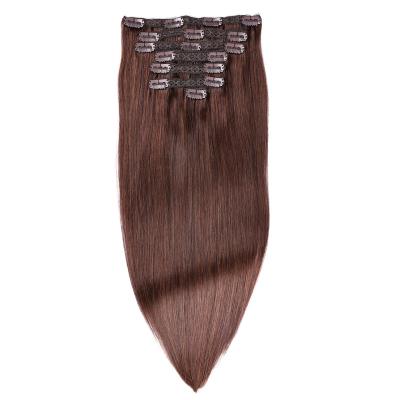 China Straight Wholesale 100% Real Remy Seamless Clip-In Hair Extensions Cuticle Aligned Human Hair Clip In Hair Extension for sale