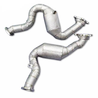 China Engine exhaust downpipe for AUDI RS6 4.0T 2013-2018 catted 304 stainless steel exhaust downpipe high performance muffler for sale