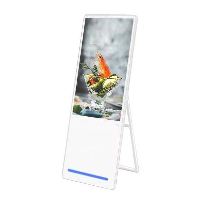 China 43 Inch Metal and Aluminum Floor Standing Foldable Portable Digital Signage LCD Screen Menu Board Kiosk For Restaurant for sale