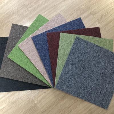 China Printed Nylon Material with PVC PU RUBBER NONWOVEN FABRIC and ASPHALT backing carpet tiles for sale