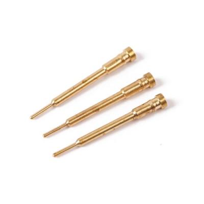 China Double Tip Style Super Thin Needles Copper Testing CNC Process Machine Pins Receptacle Pin Connector Terminal Brass Pin With Gold Plated for sale