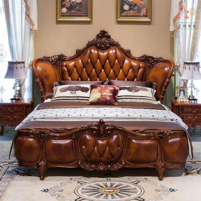 China New Environmentally Friendly high quality Bedroom Furniture Set Royal Luxury hot sale fashion leather bedroom sets for sale