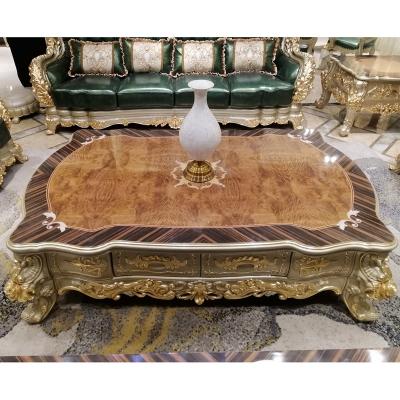 China Champagne gold luxury coffee table living room furniture with Modern craftsmanship and Royal design style for sale