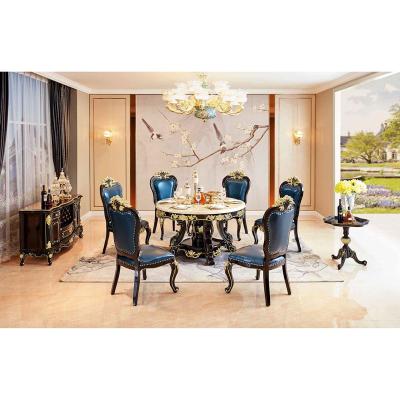 China Factory wholesale customization Italy style wooden luxury furniture dinning table set 6 chairs for sale