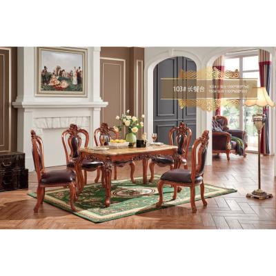 China French style square dinning table set 6 chairs solid wood luxury set dinning table and chairs home for sale