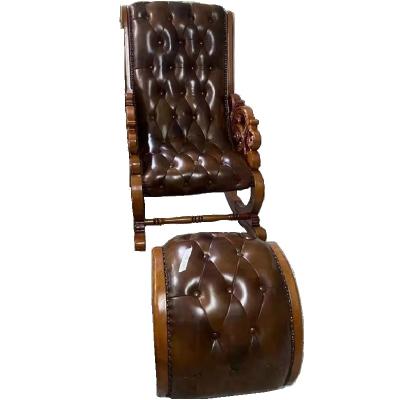 China luxury hot sale fashion recliner sofa set Classic leather and wooden soft seat rocking chair with pedal for sale