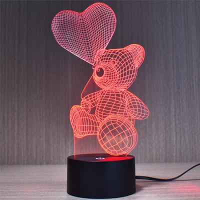 China Simplicity Modern Factory Wholesale Love Bear Pattern 3D LED Night Lamp for sale