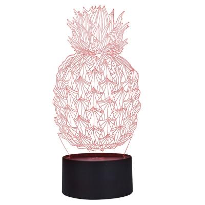 China Modern Simplicity 7 Colors Touch Table Desk Pineapple Pattern 3D LED 3D Night Touch Lamp for sale