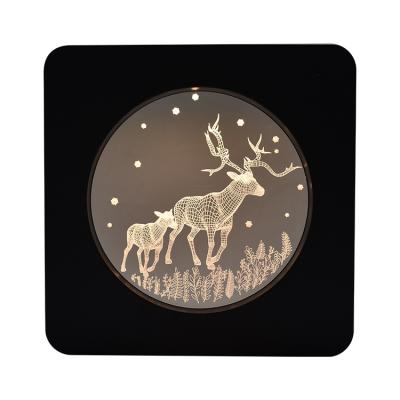 China New Design Modern Multifunctional Innovative Touch Remote Control Decoration Simplicity Dynamic Elk 3d Led Night Light For Bedroom for sale