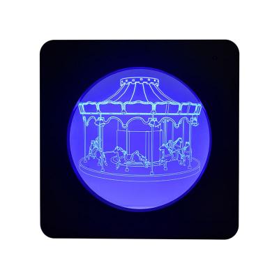 China Hot Selling Modern Simplicity Product Nordic Acrylic Touch Carousel 3d Remote Control Dynamic Night Lights for sale