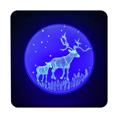 China Simplicity Modern Innovative Design Remote Control Decoration Elk 3D LED Dynamic Night Light for sale