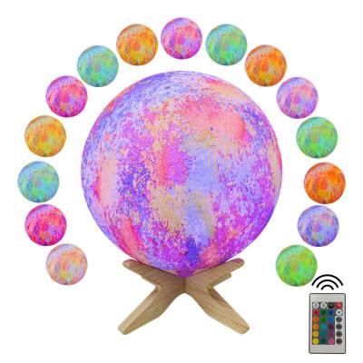 China Modern Simplicity Outdoor 16 Colors Doodle4 Kids Moon Light With Wooden Stand 3D LED Night Light for sale