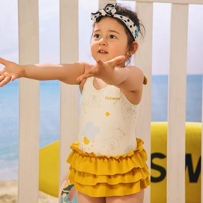 China QUICK DRY Customize Girls Swimwear Kids Beach Sports One Piece Swimwear Beach Wear OEM Shell Print Anti-UV Pleated Skirt for sale