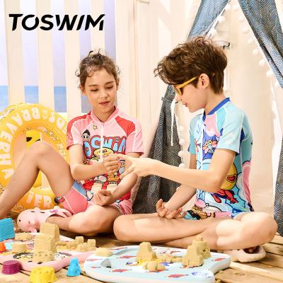 China Breathable Factory OEM ODM Swimwear One Piece Teen Girls and Boys Beachwear TOSWIM Kids Children Shaping Swimwear for sale