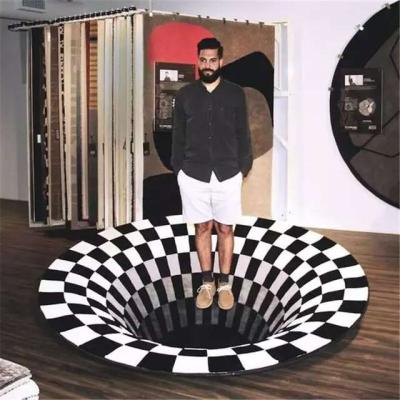 China Modern Stereo Vision Rug Printed Around 3d Vortex Optical Illusion Blanket Carpet for sale