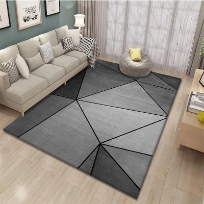 China 3d design living room floor washable carpet nordic oriental luxury polyester 100% geometric black and white rug for sale