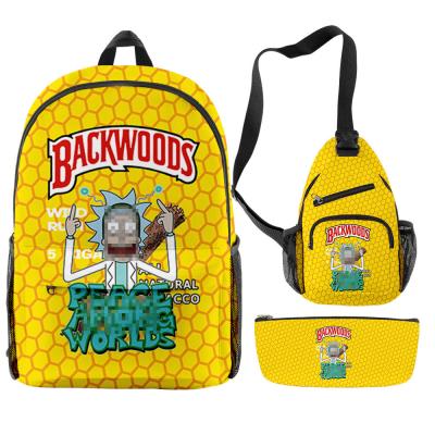 China Hot Selling Design Waterproof 3D Cartoon Printing School Backpack Set Wilderness 3 in 1 Backpack Set for sale