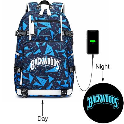 China Custom Logo Glow In Dark Backwoods Fashion Design Waterproof School Backpack Travel Backpack Bags Wholesale for sale