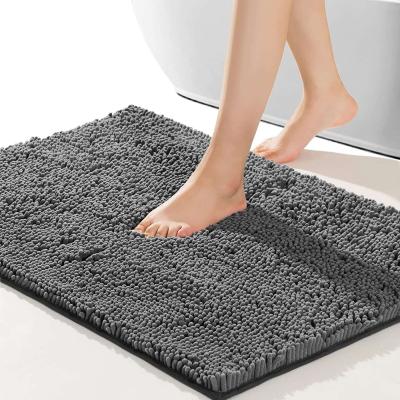 China Wholesale Washable Cheap Customize Size Microfiber Chenille Bath Rug Anti-Slip Bathroom Rug for sale