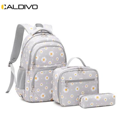 China Custom Wholesale CALDIVO Kindergarten School Bag Factory Waterproof 3sets Durable Backpack Insulated Lunch Bag Set For Kids for sale